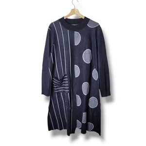 Gabby Isabella Knit A-Line Dress Pocket Polka Dot Stripe Size XXL NWT